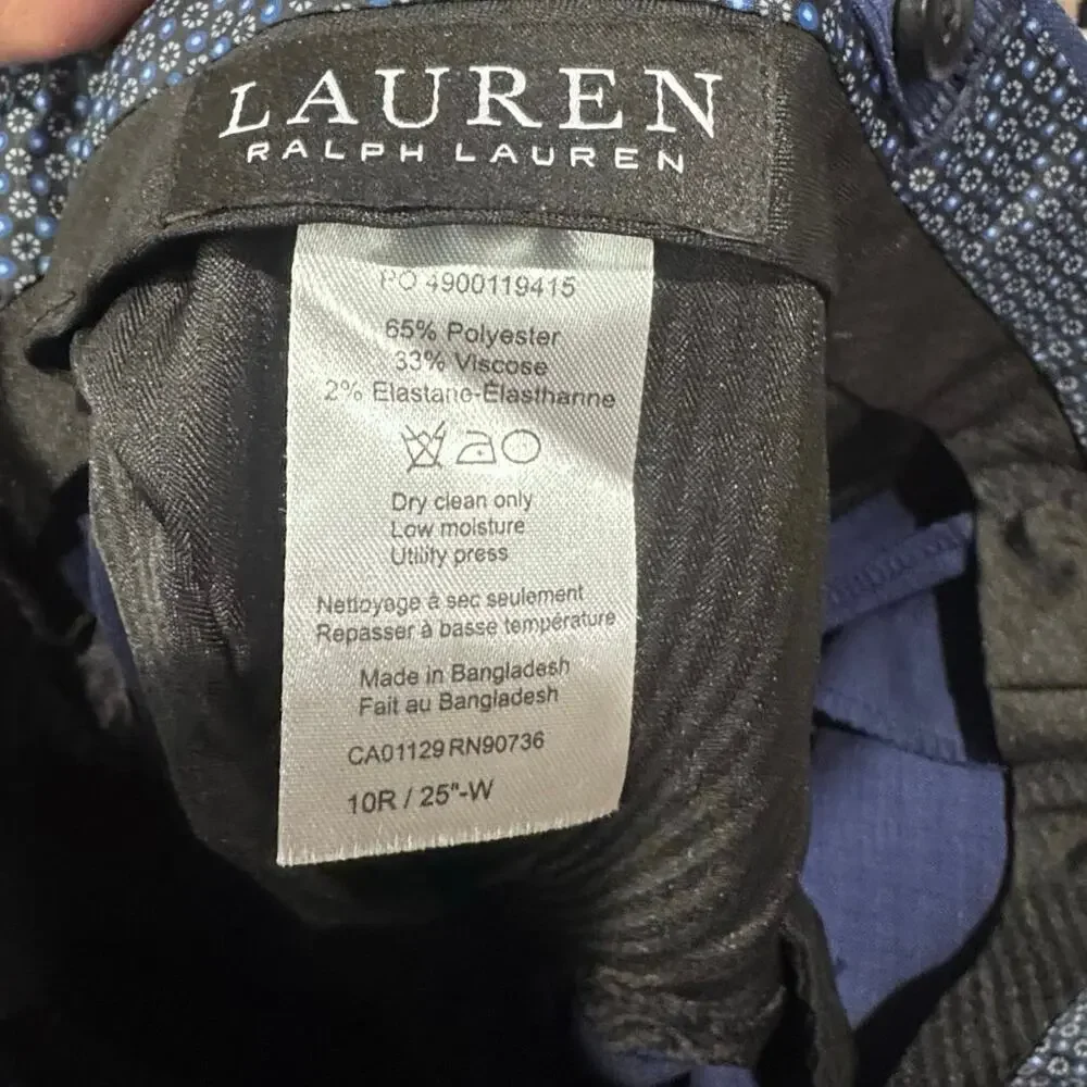 Lauren Ralph Lauren Boy's Plaid UltraFlex Classic Fit Dress Pants Navy Size 10R